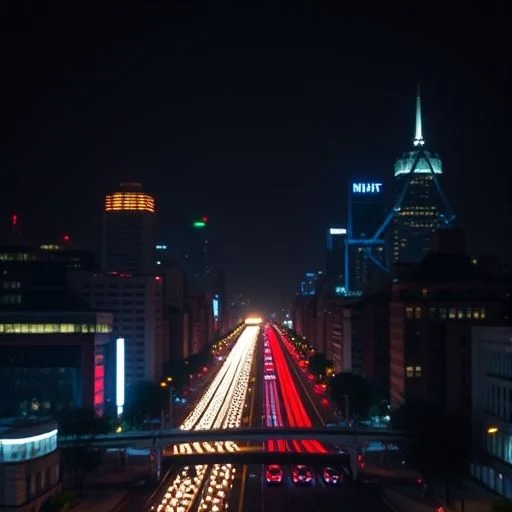 Abstract city light refraction art